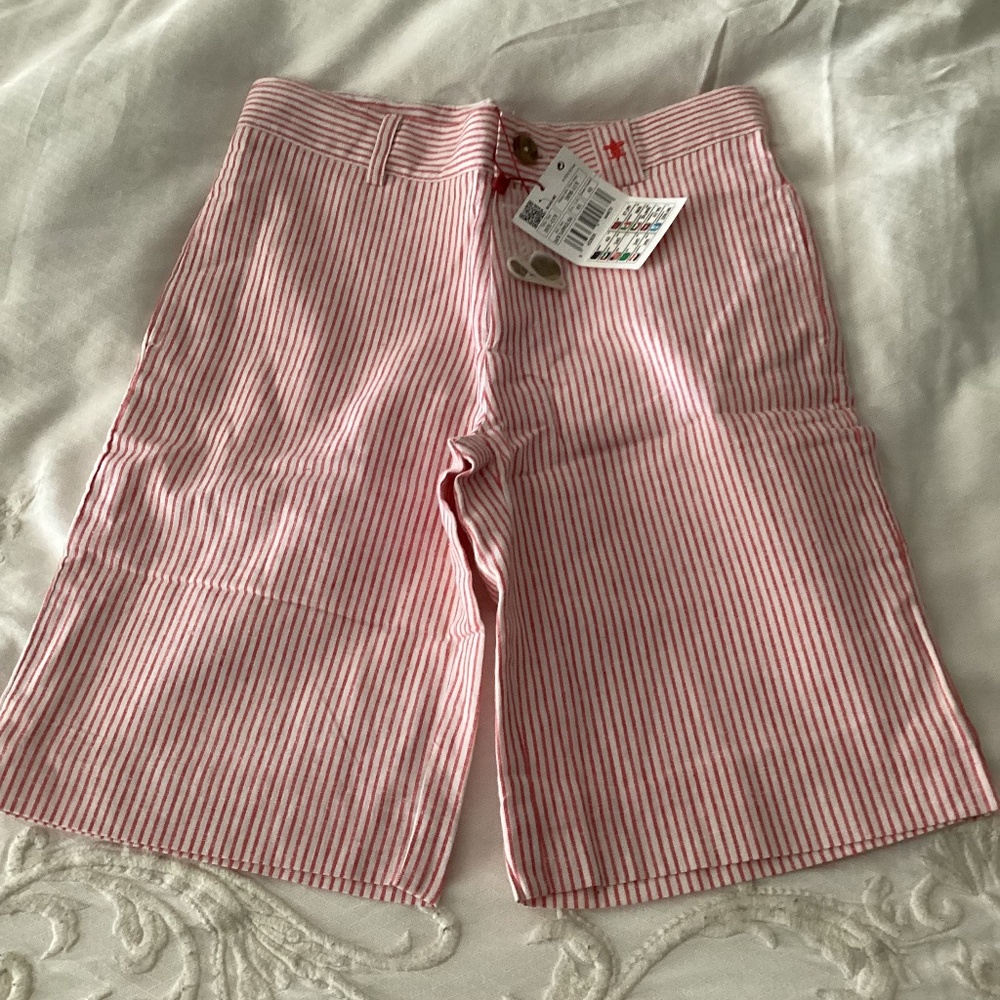 Neck&Neck new with tags size 10 cotton linen red striped chino style short